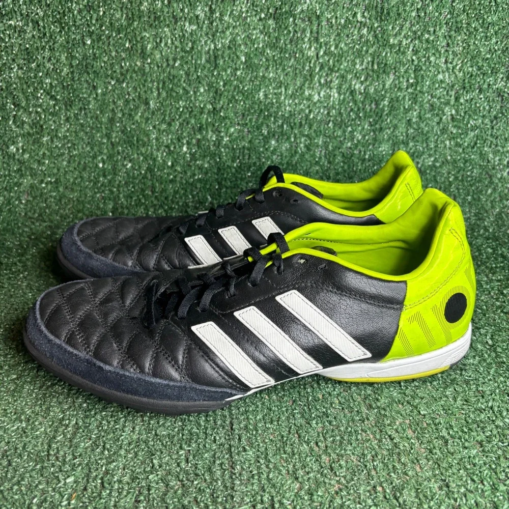 Adidas Adipure 11nova Soccer Cleats Quilted Leather Athletic Shoes Black Mens 10